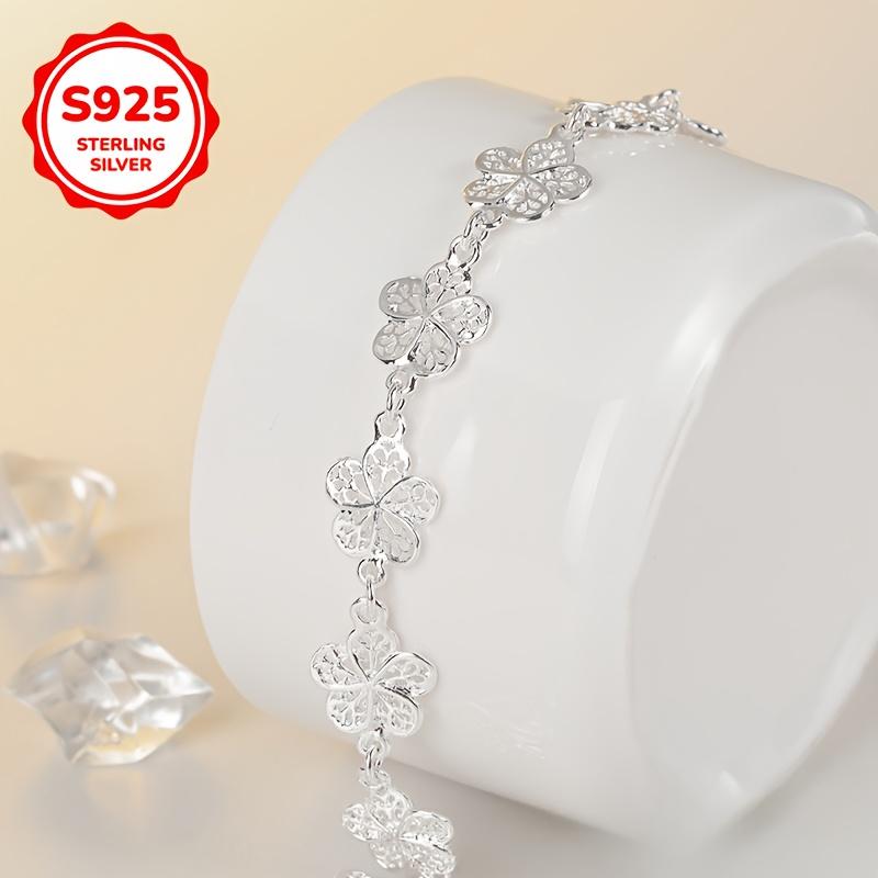 925 Silver Hollow Flower Bracelet Women’s Bohemian Style