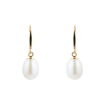 9ct Yellow Gold 7mm Freshwater Pearl Drop Earrings