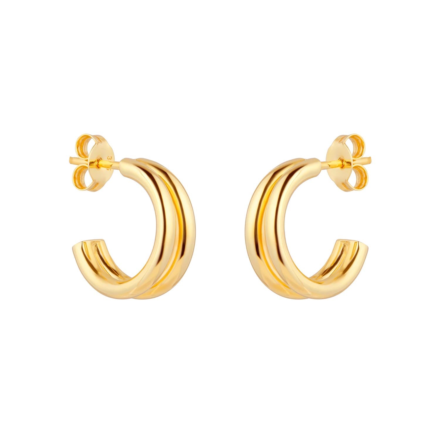 9ct Yellow Gold Double Layer Hoop Earrings