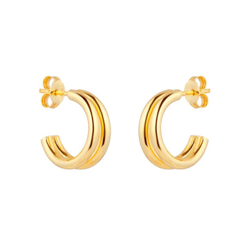 9ct Yellow Gold Double Layer Hoop Earrings