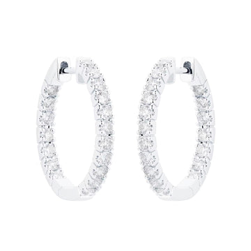 18ct White Gold 1.00cttw Diamond 20mm Hoop Earrings