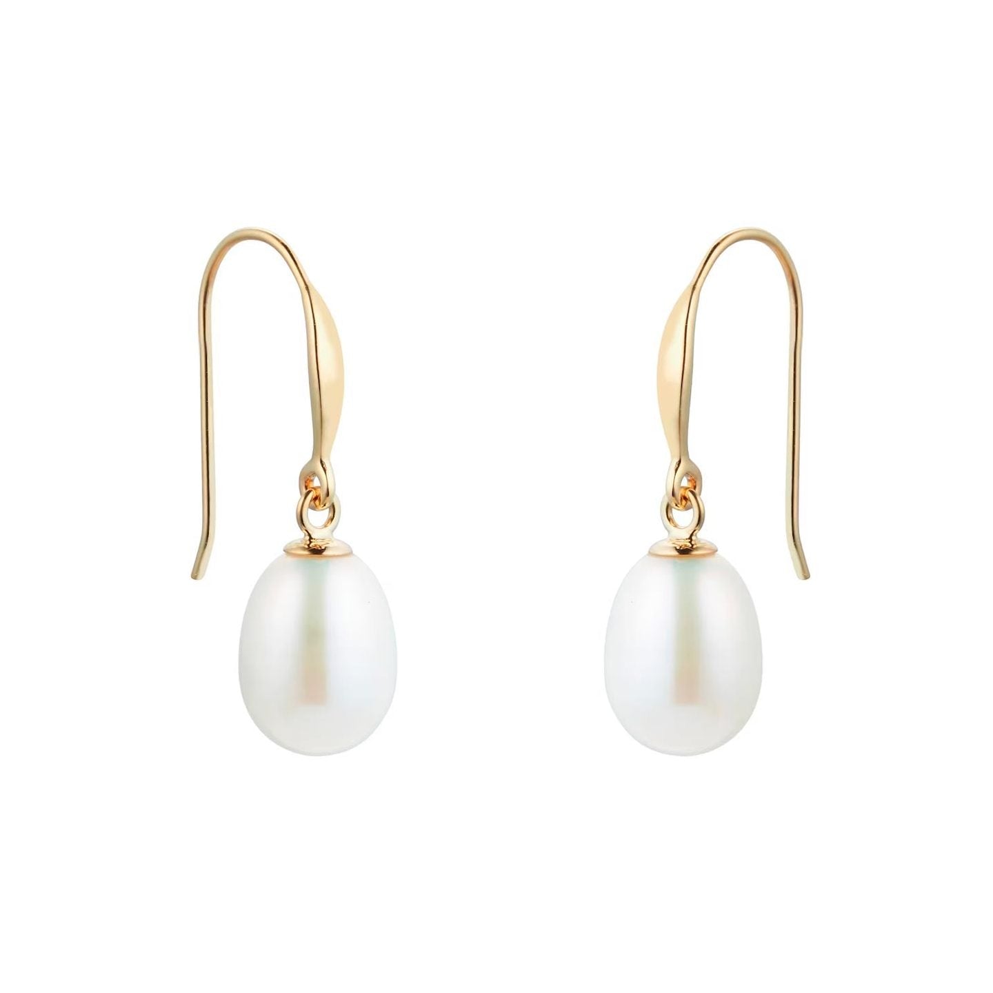 9ct Yellow Gold 7mm Freshwater Pearl Drop Earrings