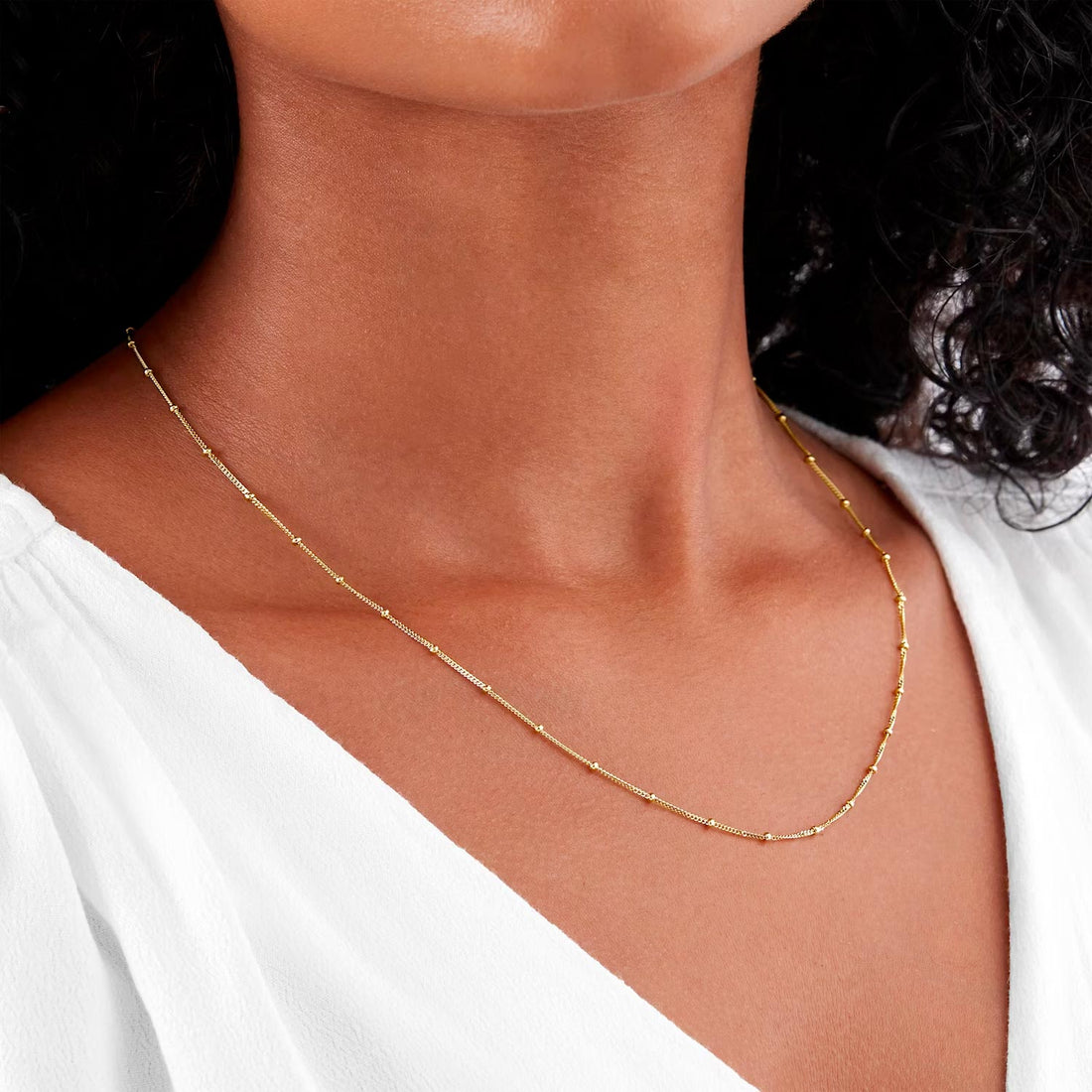 9ct Yellow Gold Beaded Chain