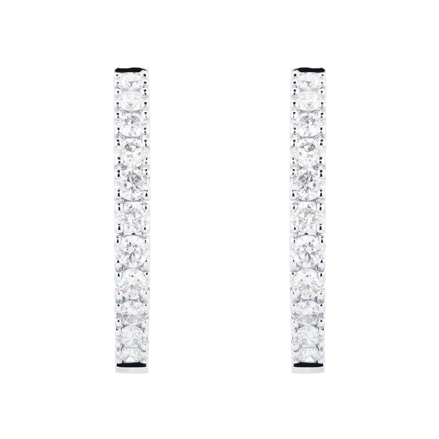 18ct White Gold 1.00cttw Diamond 20mm Hoop Earrings