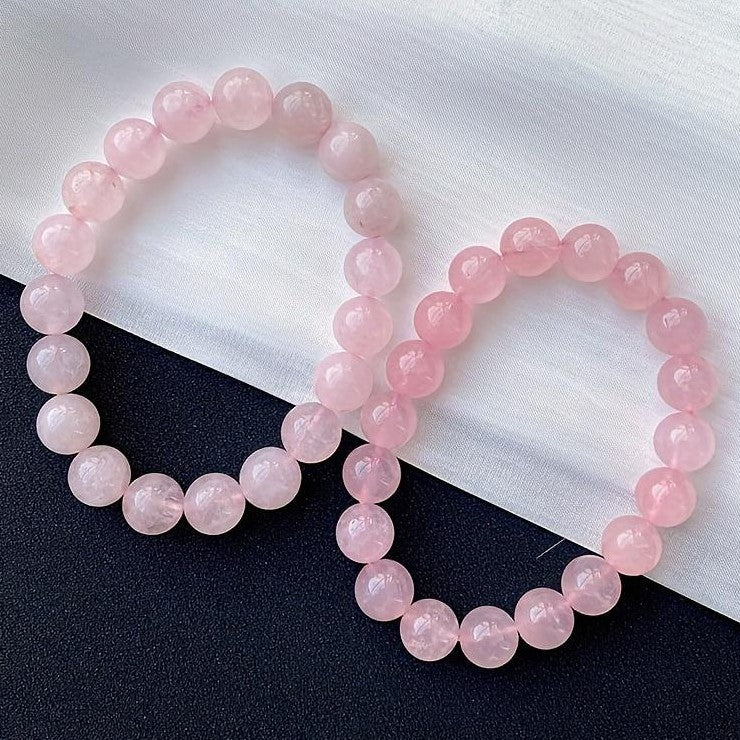 Elastic Natural Rose Quartz Beaded Bracelet