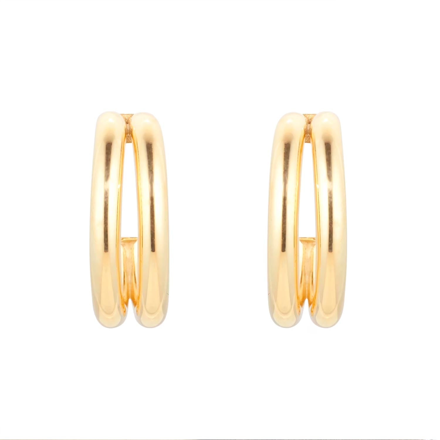 9ct Yellow Gold Double Layer Hoop Earrings