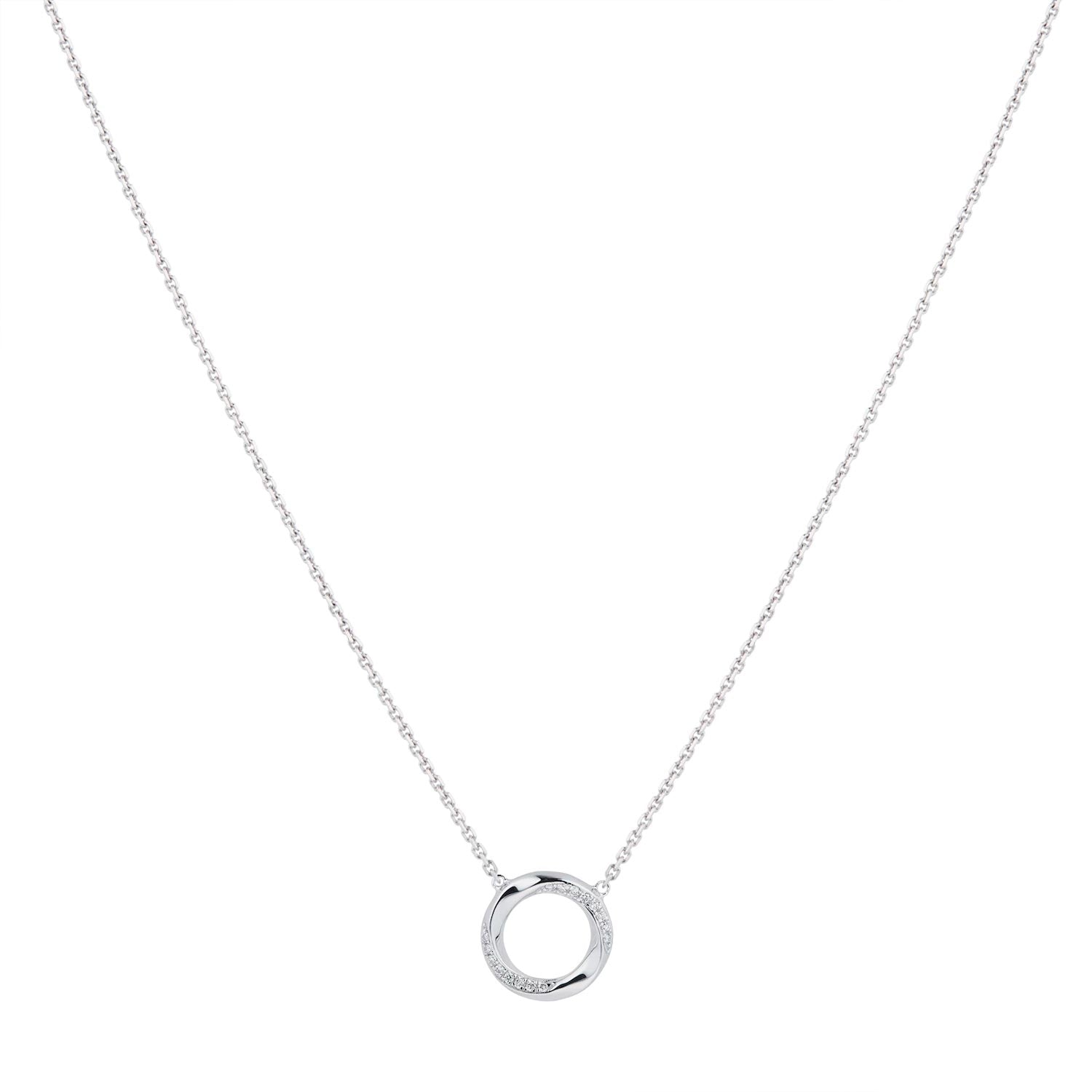 9ct White Gold 0.04 Carat Total Weight Diamond Circle Pendant