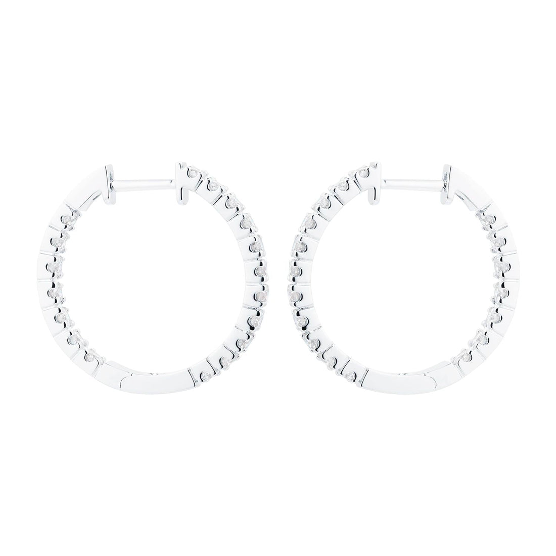 18ct White Gold 1.00cttw Diamond 20mm Hoop Earrings
