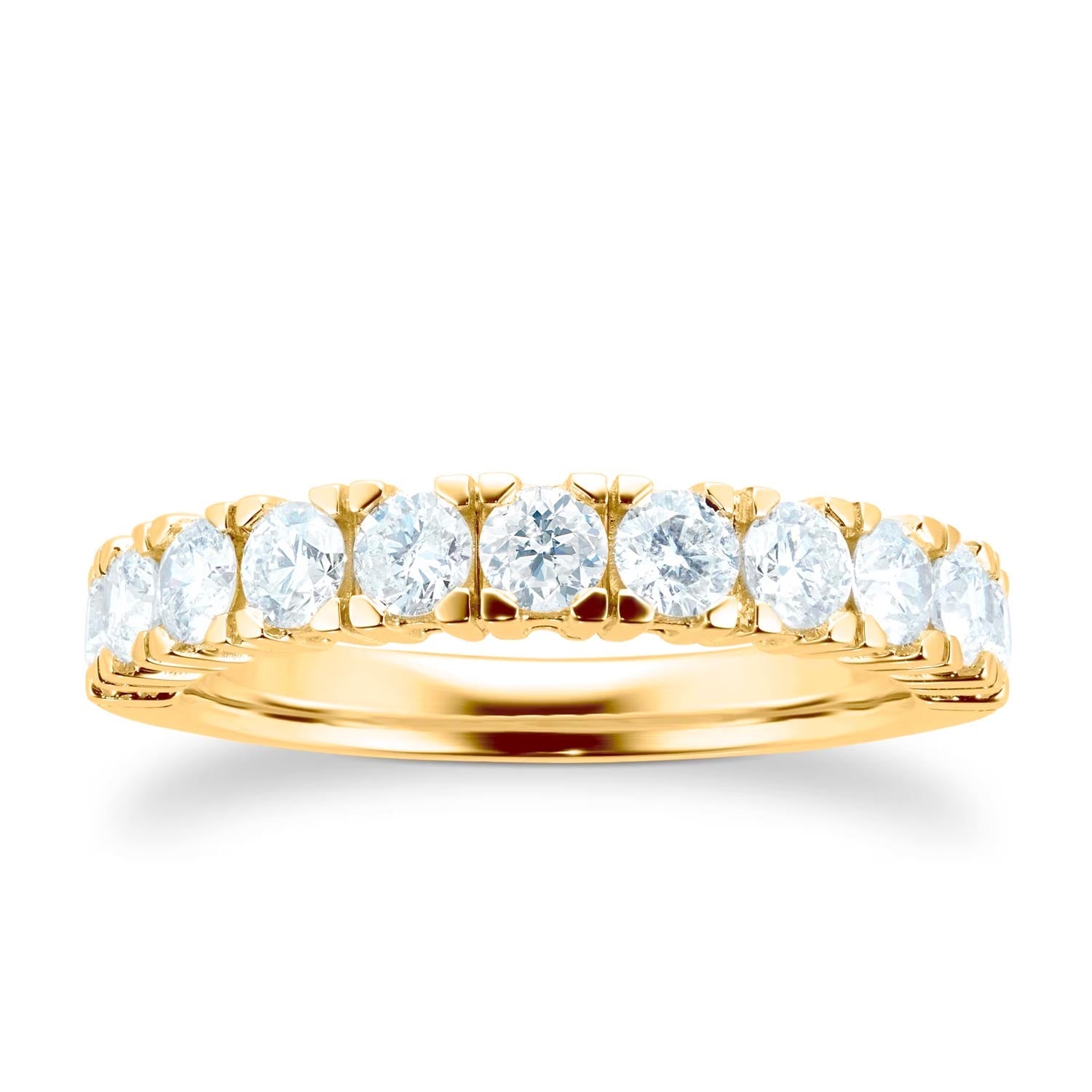 18ct Yellow Gold 1.00ct Claw Set Half Eternity Ring