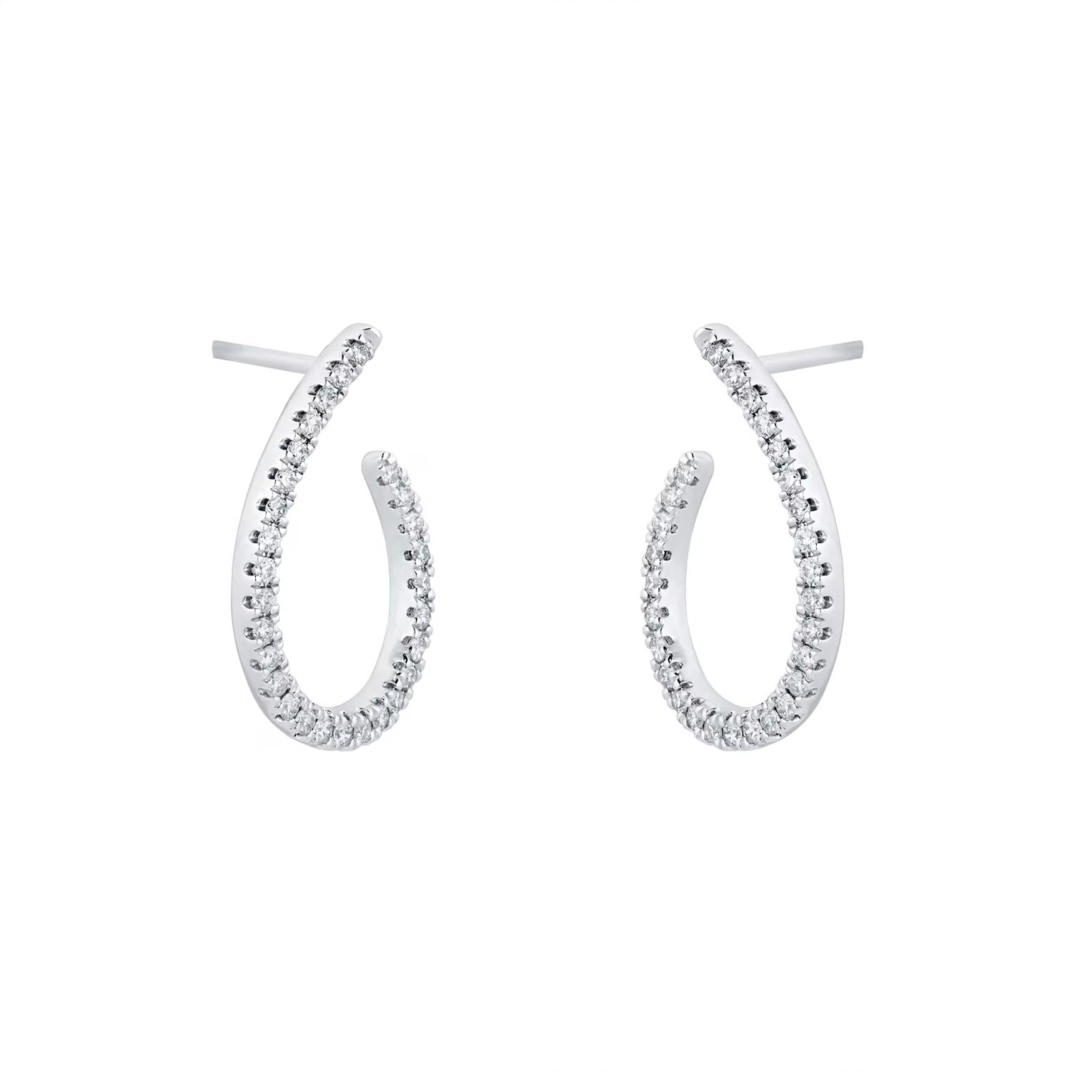 9ct White Gold 0.25cttw Diamond Open Hoop Earrings