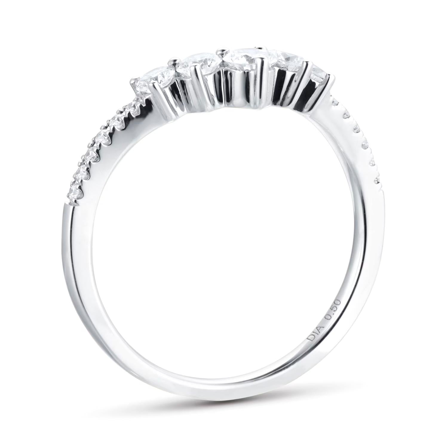 18ct White Gold 0.50ct Diamond Curved Wedding Ring