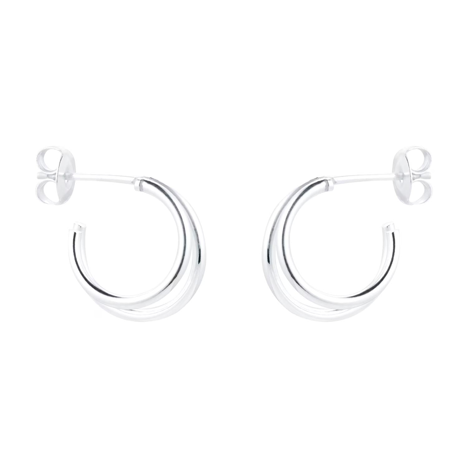 Silver Double Wire Hoop Earrings