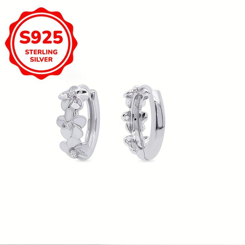 Elegant 925 Sterling Silver Hoop Earrings with Sweet Floral Design