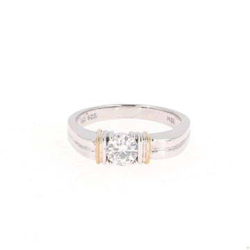 0.80 CTW   Round  Moissanite Solitaire Men’s Band in Two-Tone Silver