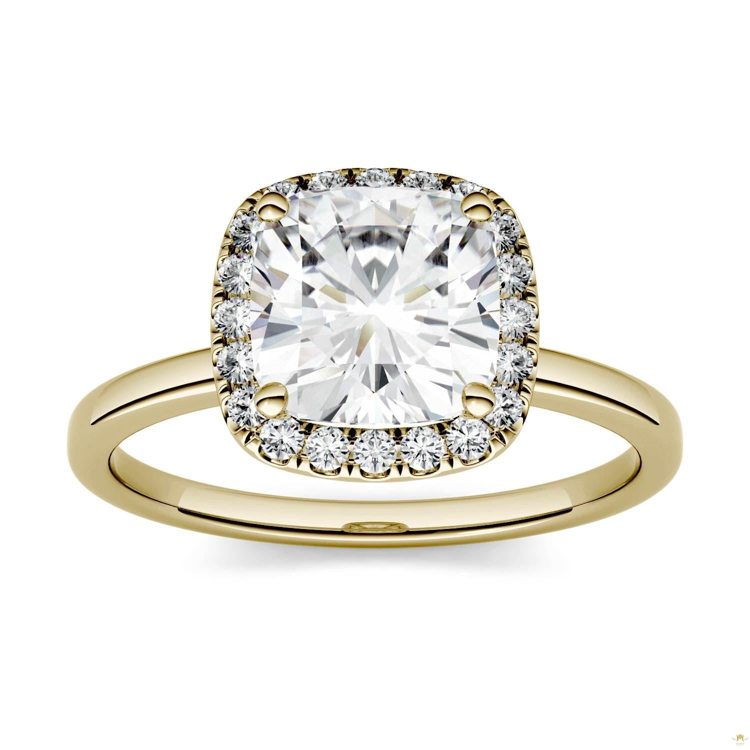 1.43 CTW   Cushion Moissanite Engagement Ring in 14K Yellow Gold