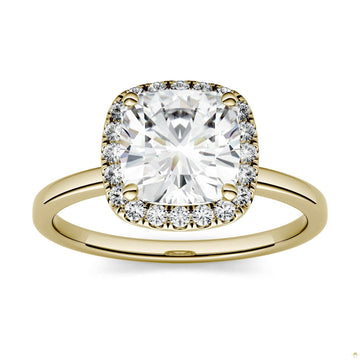 1.43 CTW   Cushion Moissanite Engagement Ring in 14K Yellow Gold