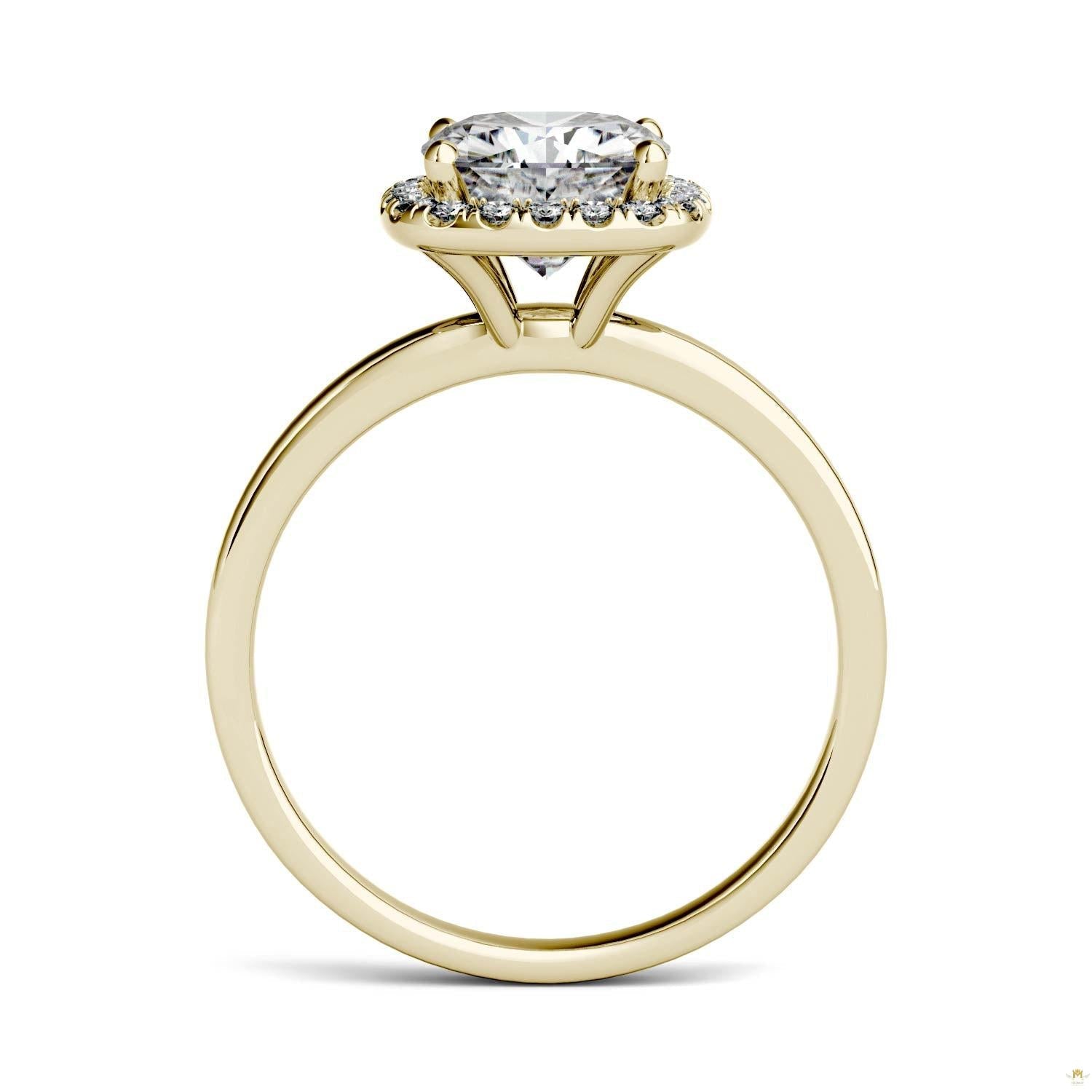 1.43 CTW   Cushion Moissanite Engagement Ring in 14K Yellow Gold