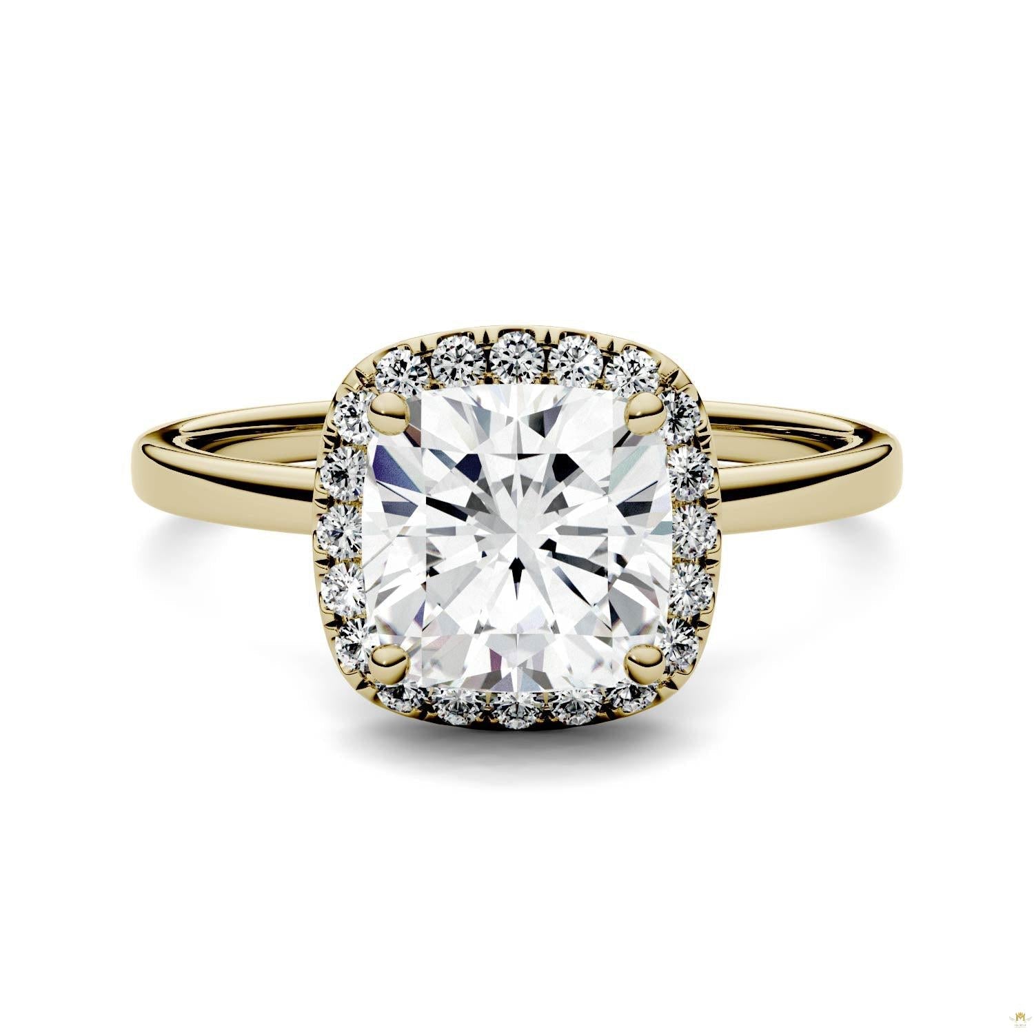 1.43 CTW   Cushion Moissanite Engagement Ring in 14K Yellow Gold