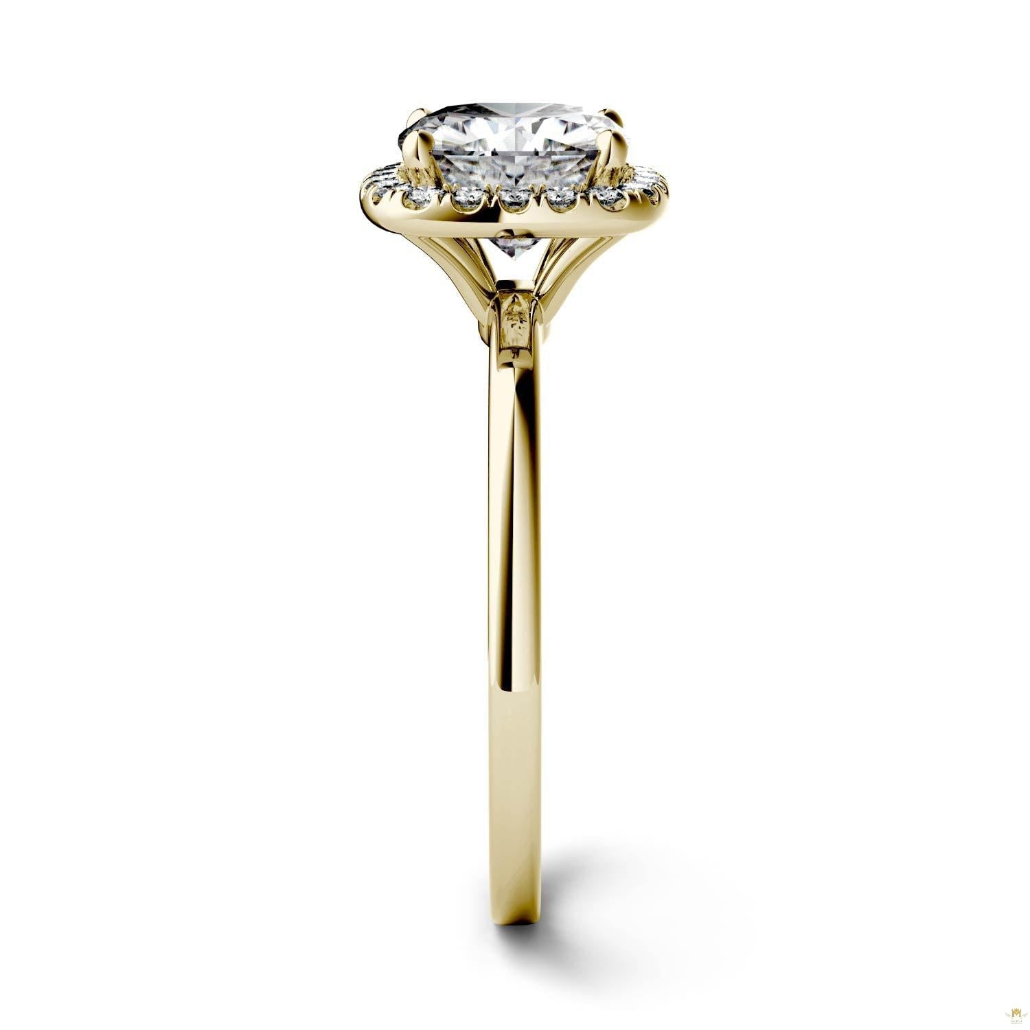 1.43 CTW   Cushion Moissanite Engagement Ring in 14K Yellow Gold