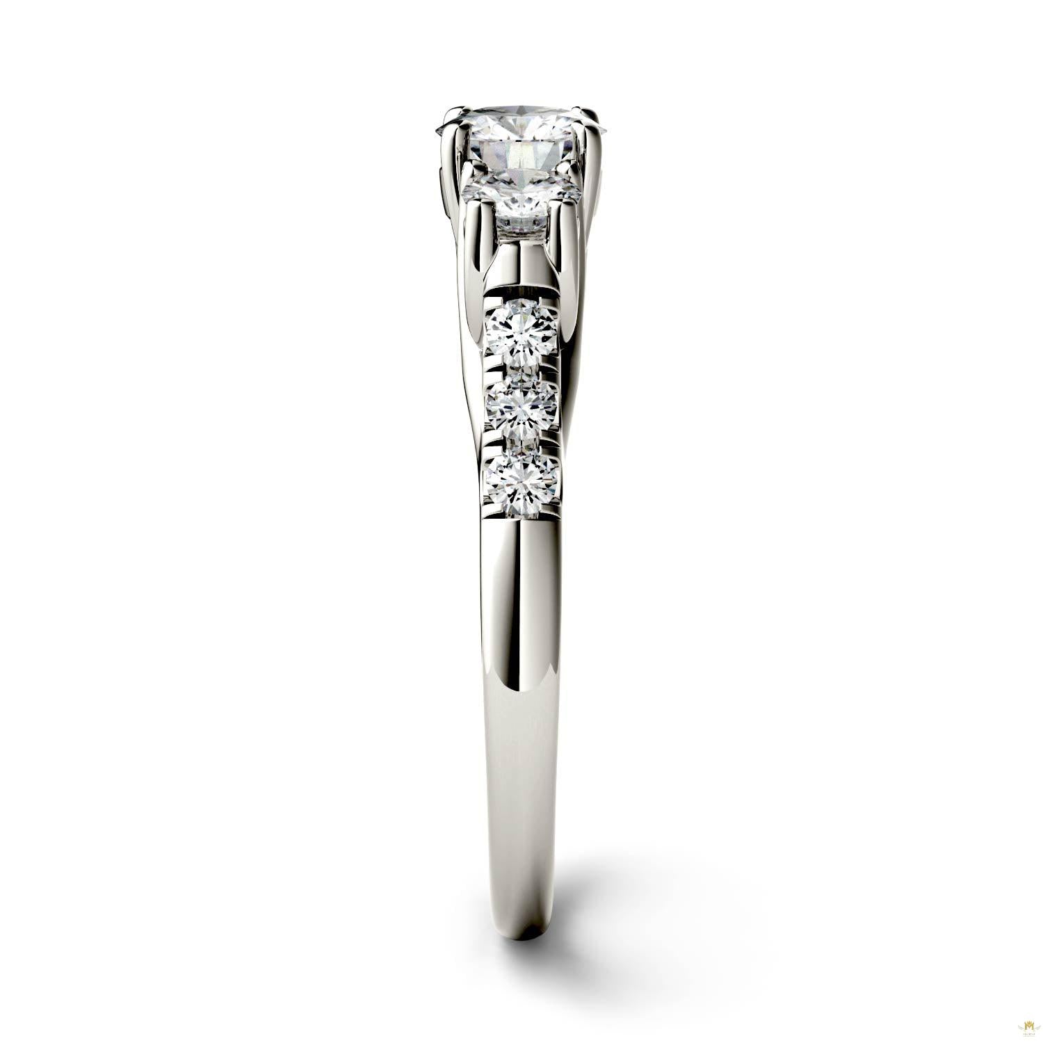 1.17 CTW   Round Moissanite Engagement Ring in 14K White Gold