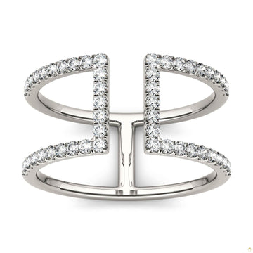 0.50 CTW   Round Moissanite Geometric Ring in 14K White Gold
