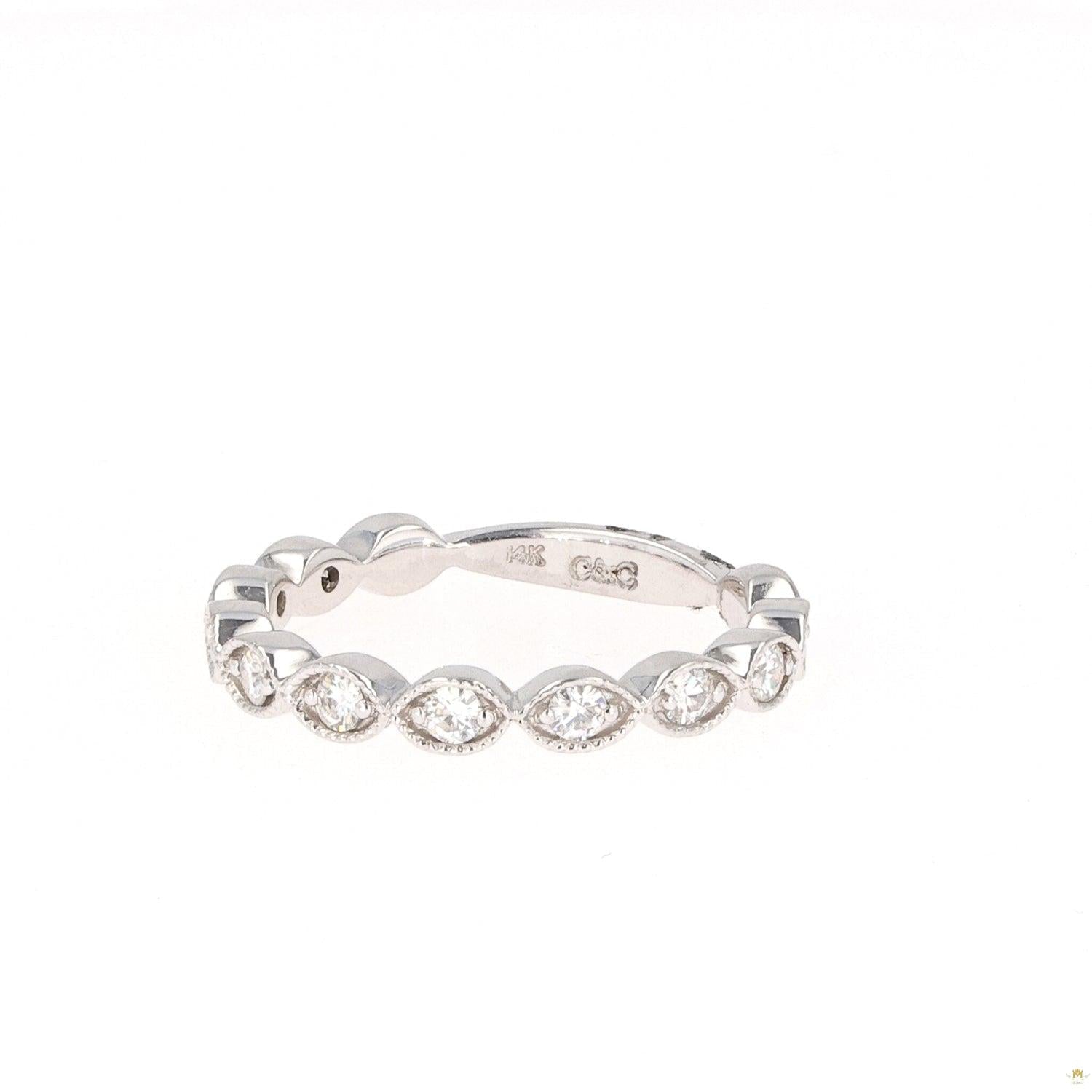 0.40 CTW   Round Near-Colorless Moissanite Stackable Ring in 14K White Gold