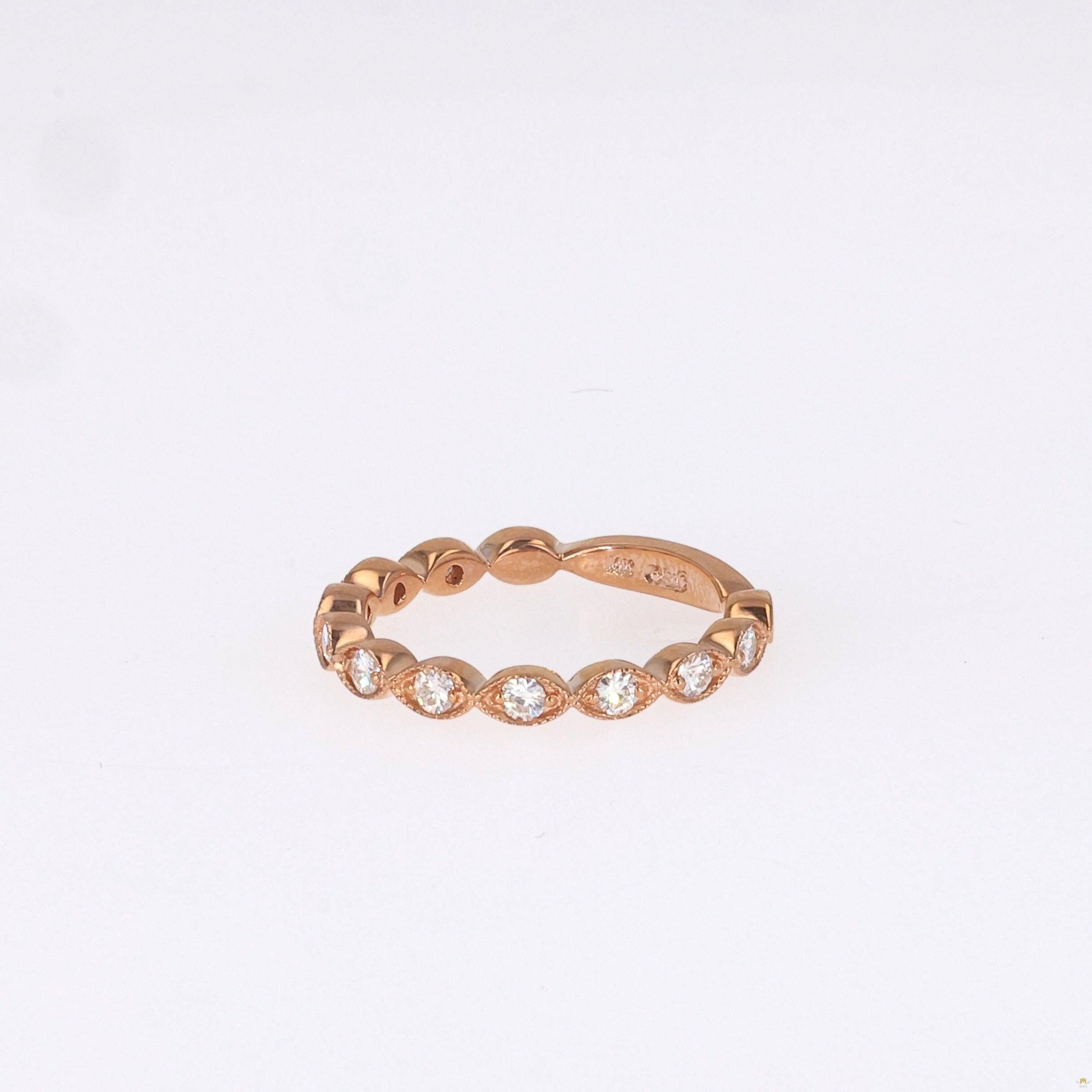 0.40 CTW   Round Near-Colorless Moissanite Band in 14K Rose Gold
