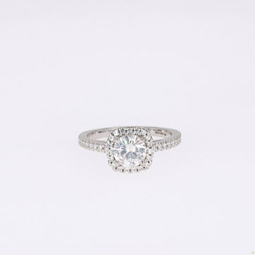 1.41 CTW   Round Near-Colorless Moissanite Halo Ring in 14K White Gold