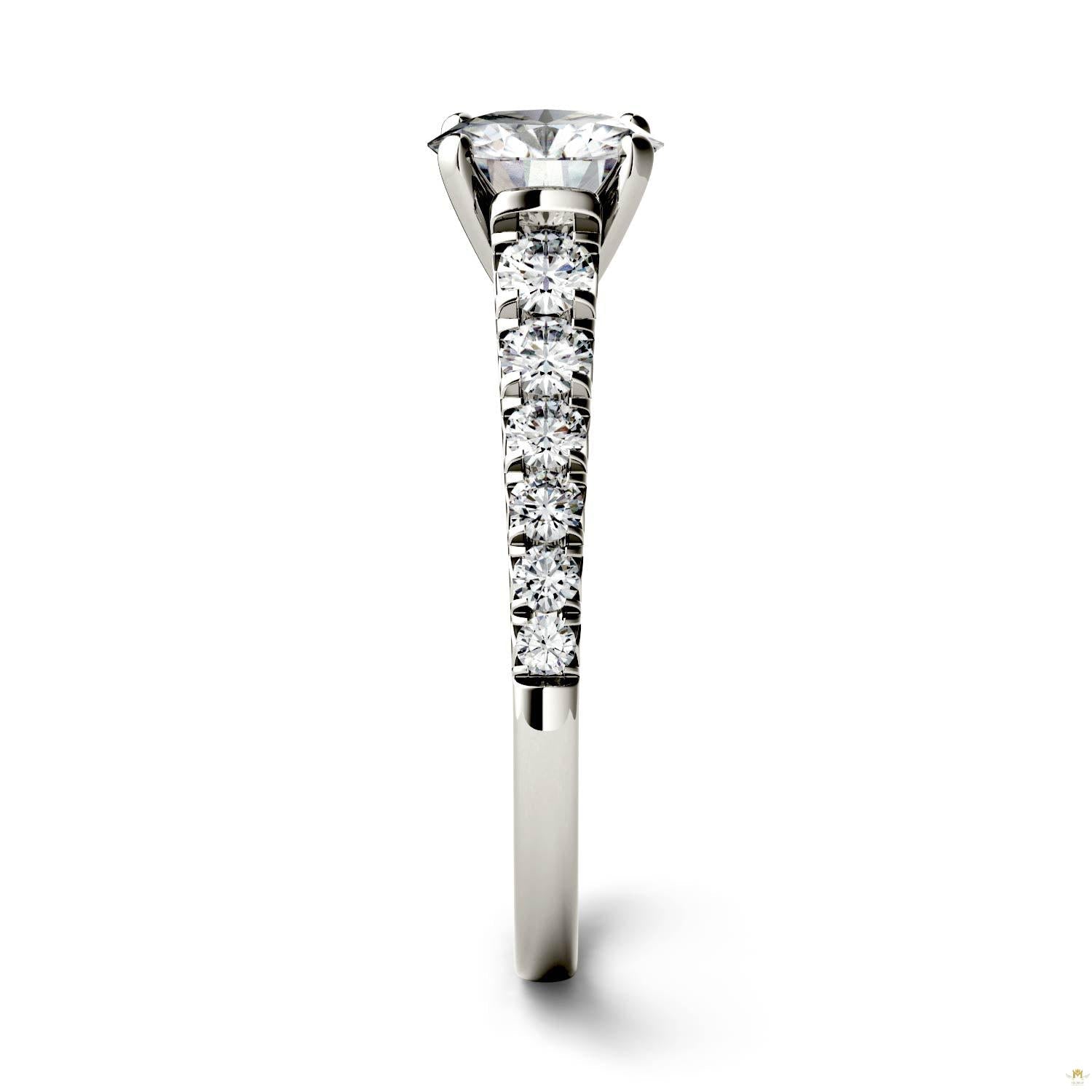 1.29 CTW   Round Moissanite Engagement Ring in 14K White Gold