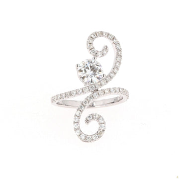 1.34 CTW   Round  Moissanite Statement Ring in 14K White Gold