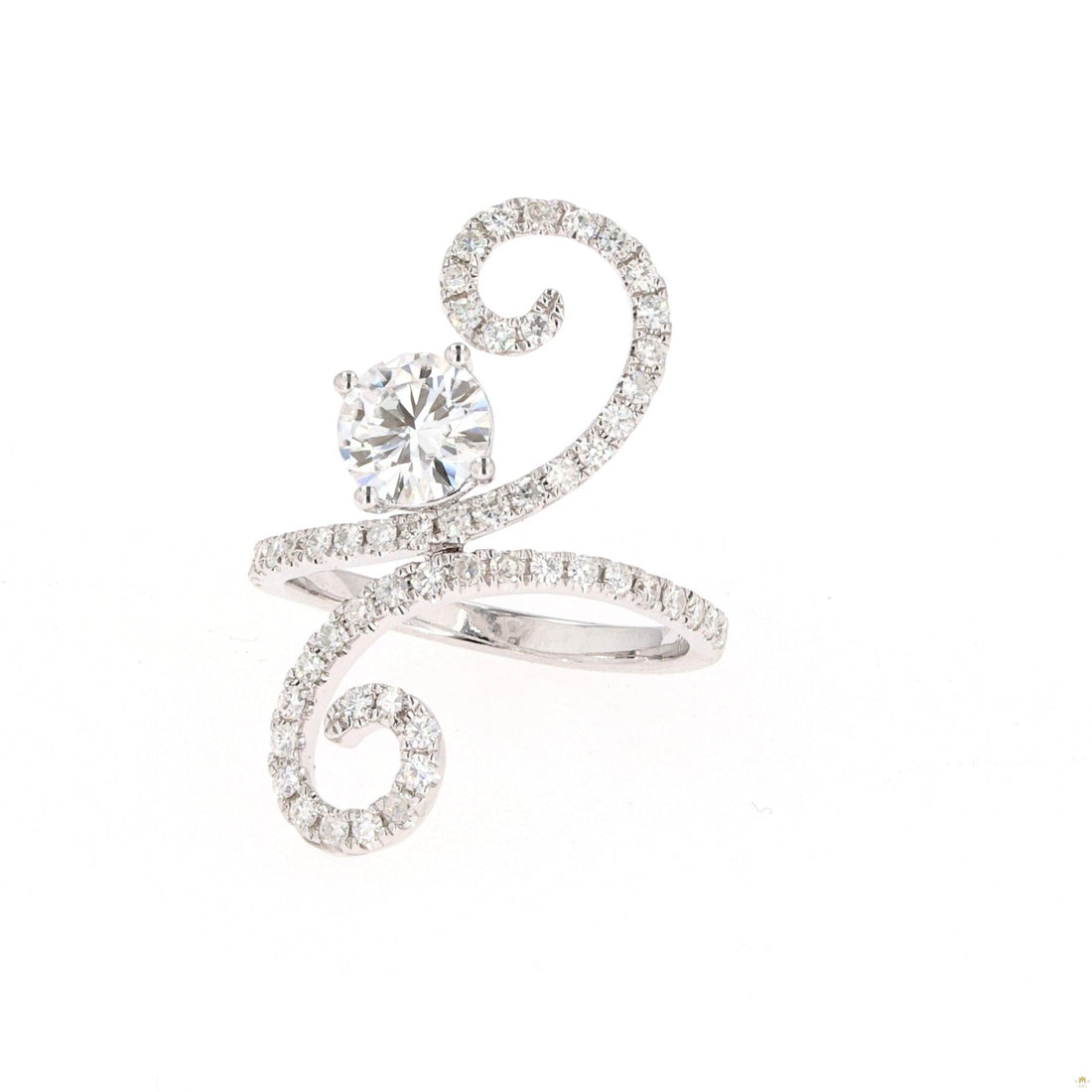 1.34 CTW   Round  Moissanite Statement Ring in 14K White Gold