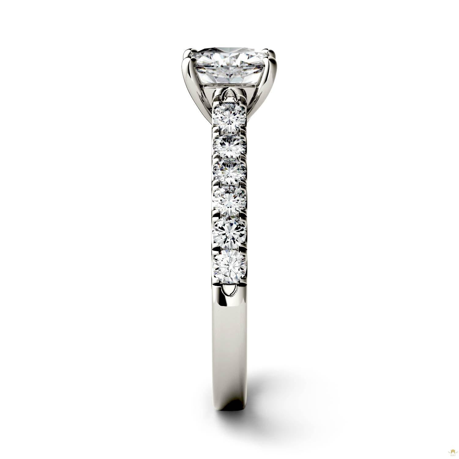 1.46 CTW   Cushion Moissanite Engagement Ring in 14K White Gold
