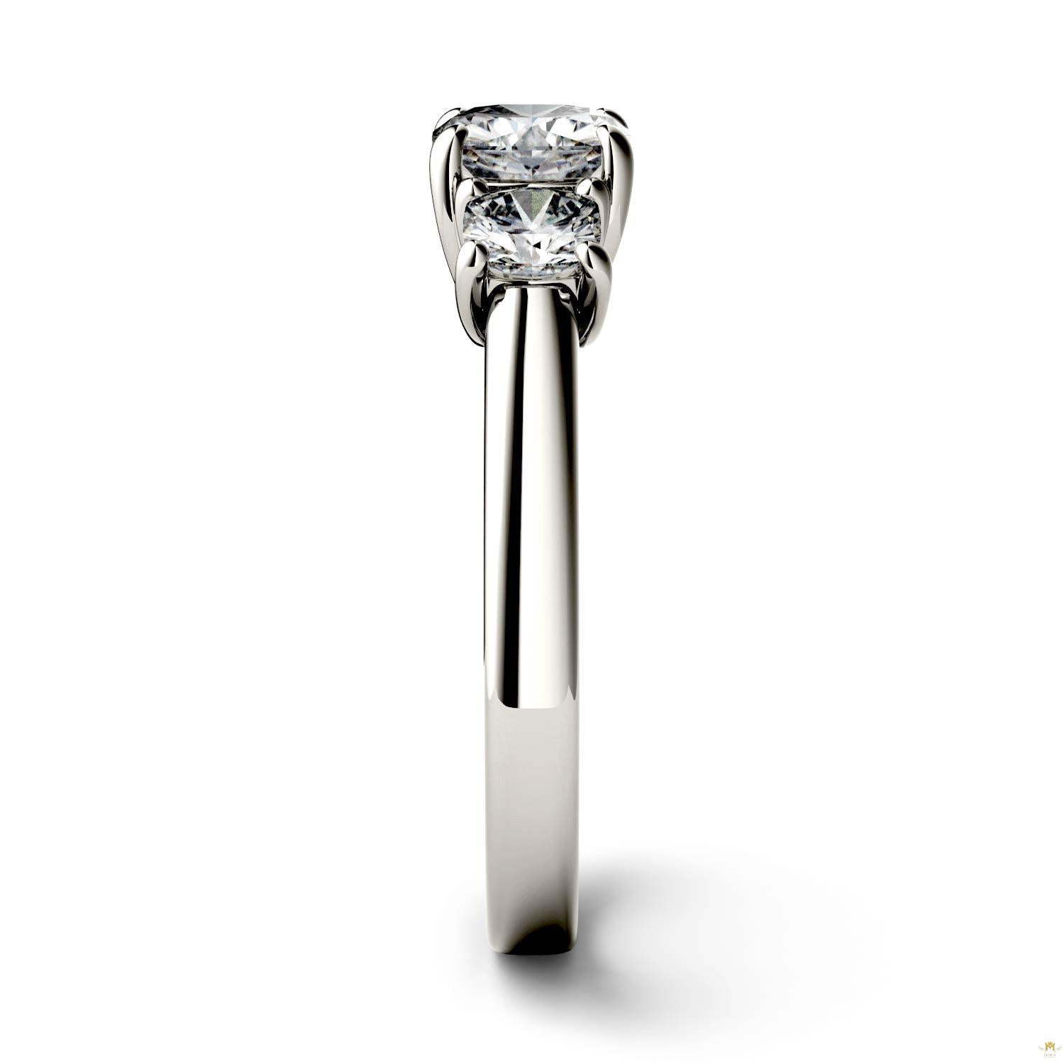 1.76 CTW   Cushion Moissanite Three Stone Ring in 14K White Gold