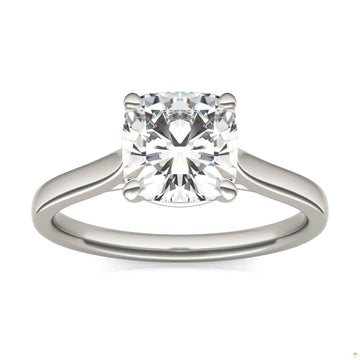 2.00 CTW   Cushion Moissanite Engagement Ring in 14K White Gold