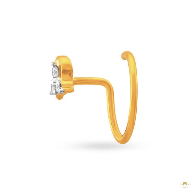 Elegant Gold and Diamond Nose Pin