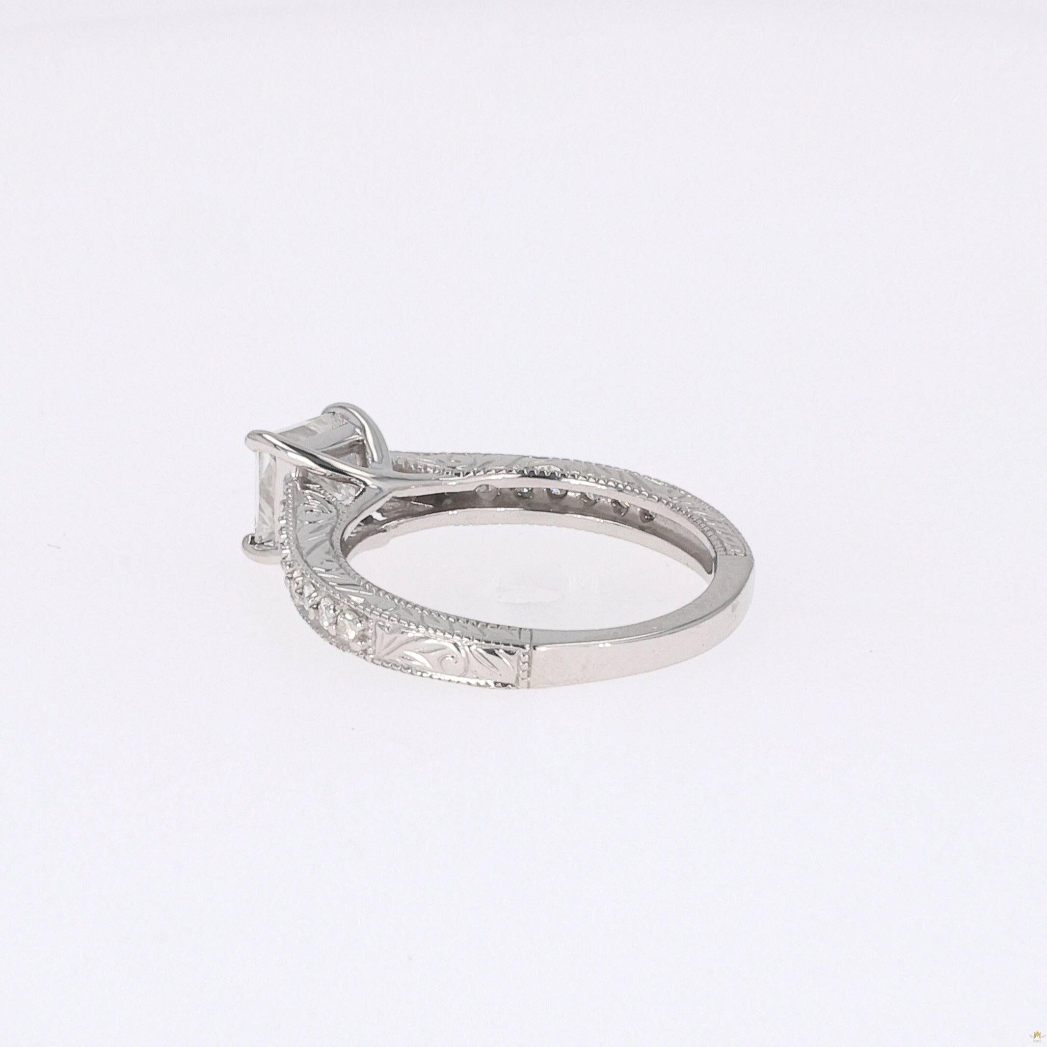 1.94 CTW   Square Near-Colorless Moissanite Side-Stone Ring in 14K White Gold