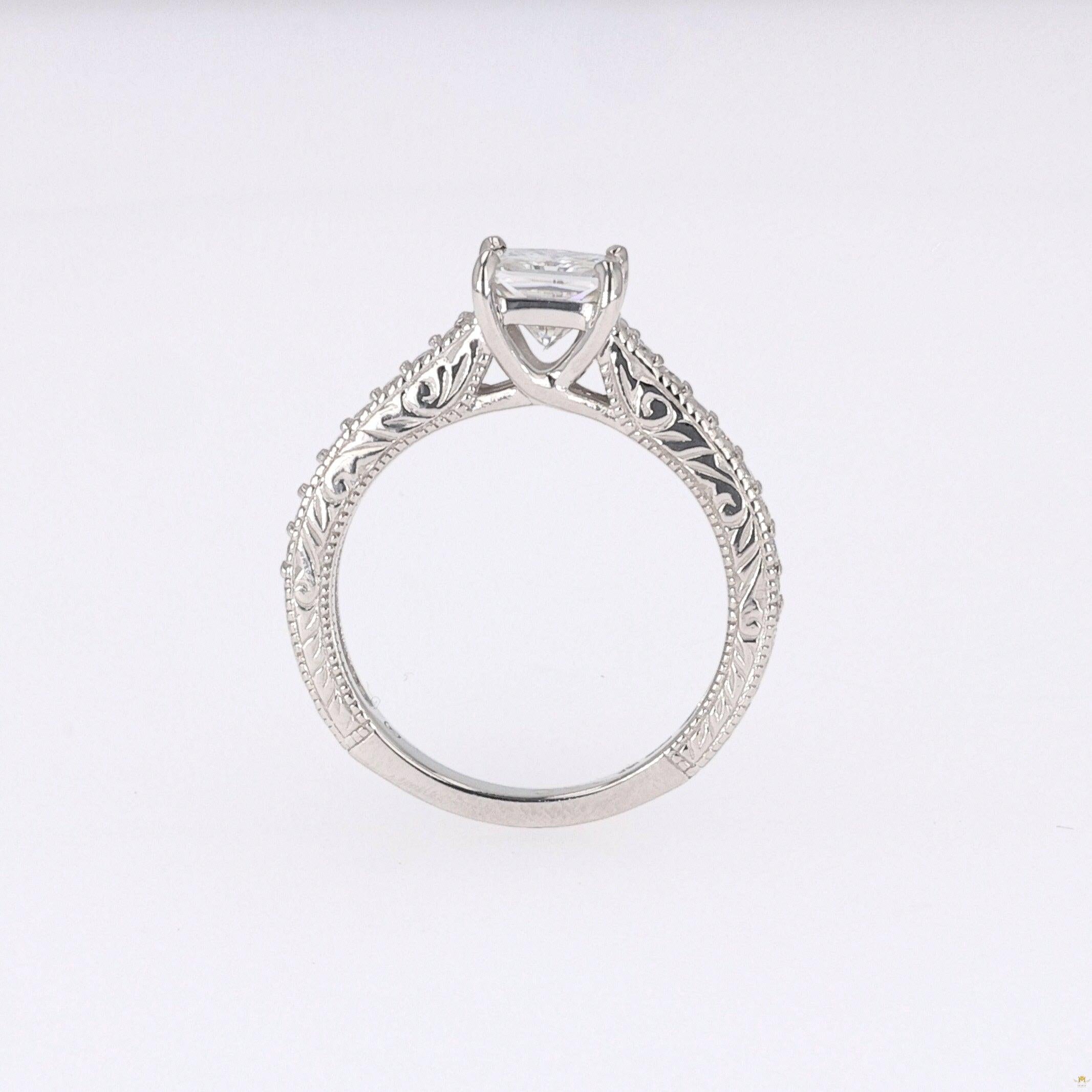 1.94 CTW   Square Near-Colorless Moissanite Side-Stone Ring in 14K White Gold