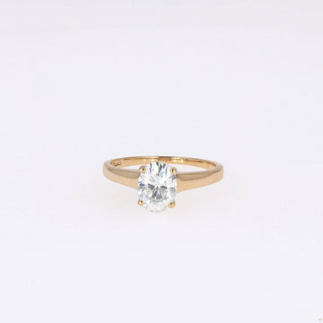 1.50 CTW   Oval Near-Colorless Moissanite Solitaire Ring in 14K Yellow Gold