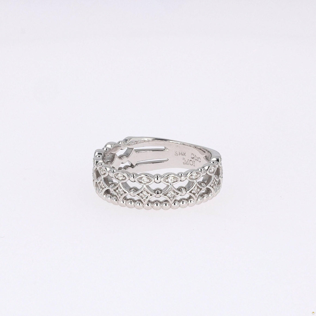 0.11 CTW   Round Near-Colorless Moissanite Fashion Ring in 14K White Gold