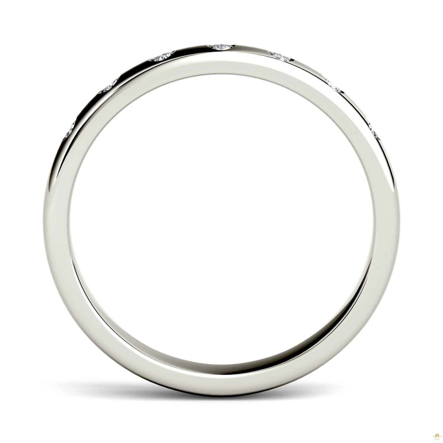0.11 CTW   Round Moissanite Stackable Ring in 14K White Gold