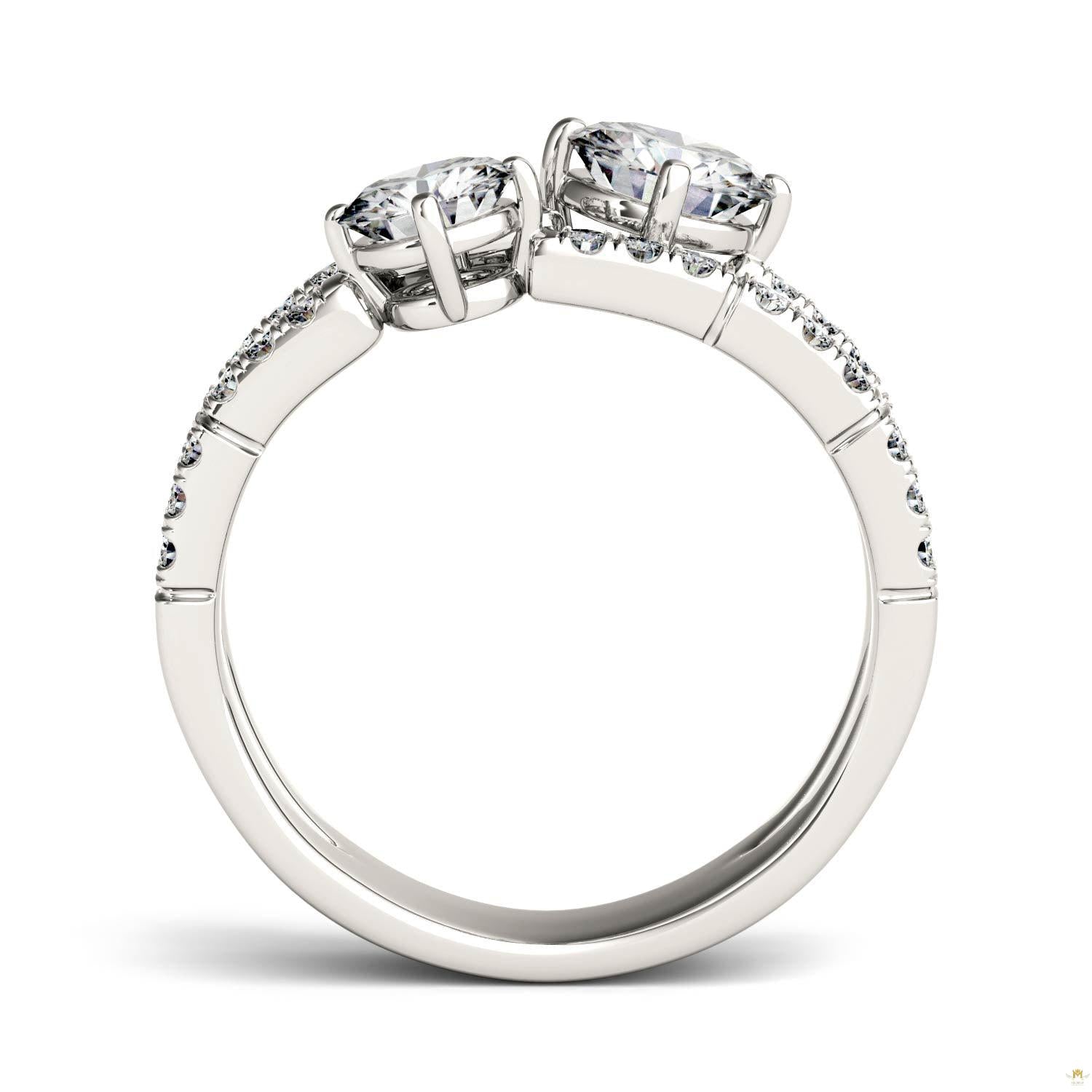 1.60 CTW   Round Moissanite Fashion Ring in 14K White Gold