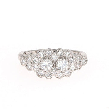 0.92 CTW   Round Near-Colorless Moissanite Halo Two-Stone Ring in Sterling Silver
