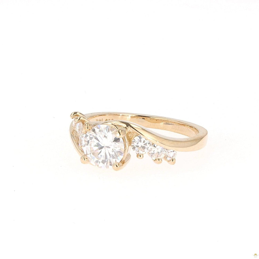 1.38 CTW   Round Near-Colorless Moissanite Fashion Ring in 14K Yellow Gold