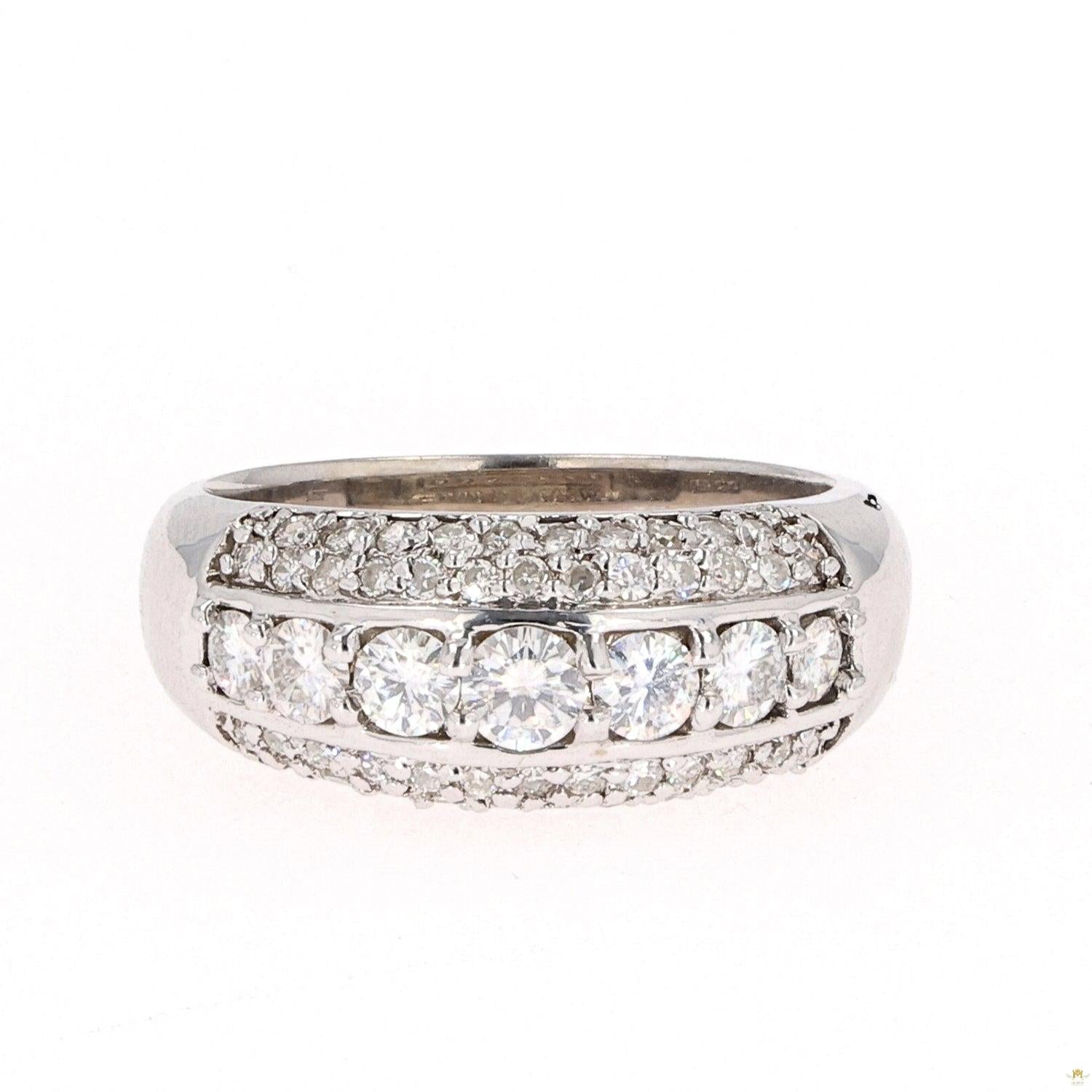 1.26 CTW   Round Near-Colorless Moissanite Band in 14K White Gold