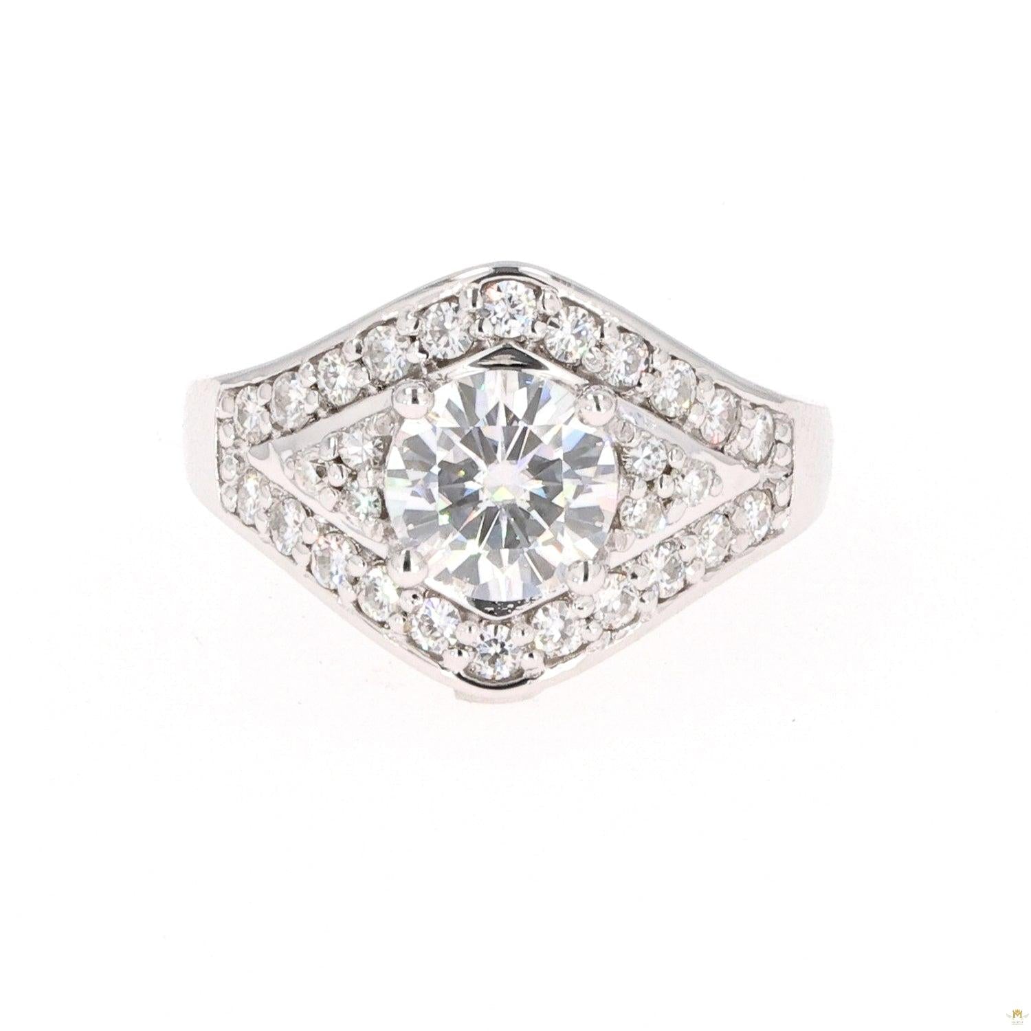 1.73 CTW   Round Near-Colorless Moissanite Fashion Solitaire Ring in 14K White Gold