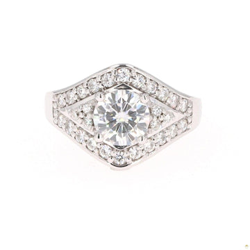 1.73 CTW   Round Near-Colorless Moissanite Fashion Solitaire Ring in 14K White Gold