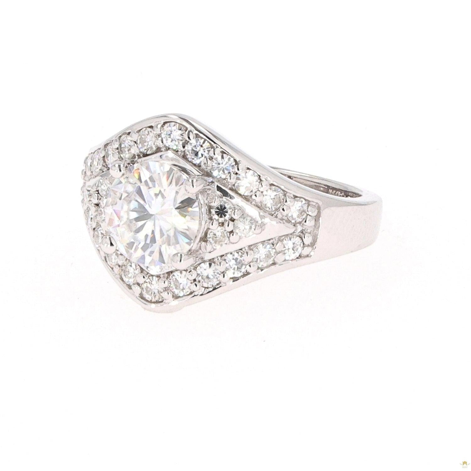 1.73 CTW   Round Near-Colorless Moissanite Fashion Solitaire Ring in 14K White Gold