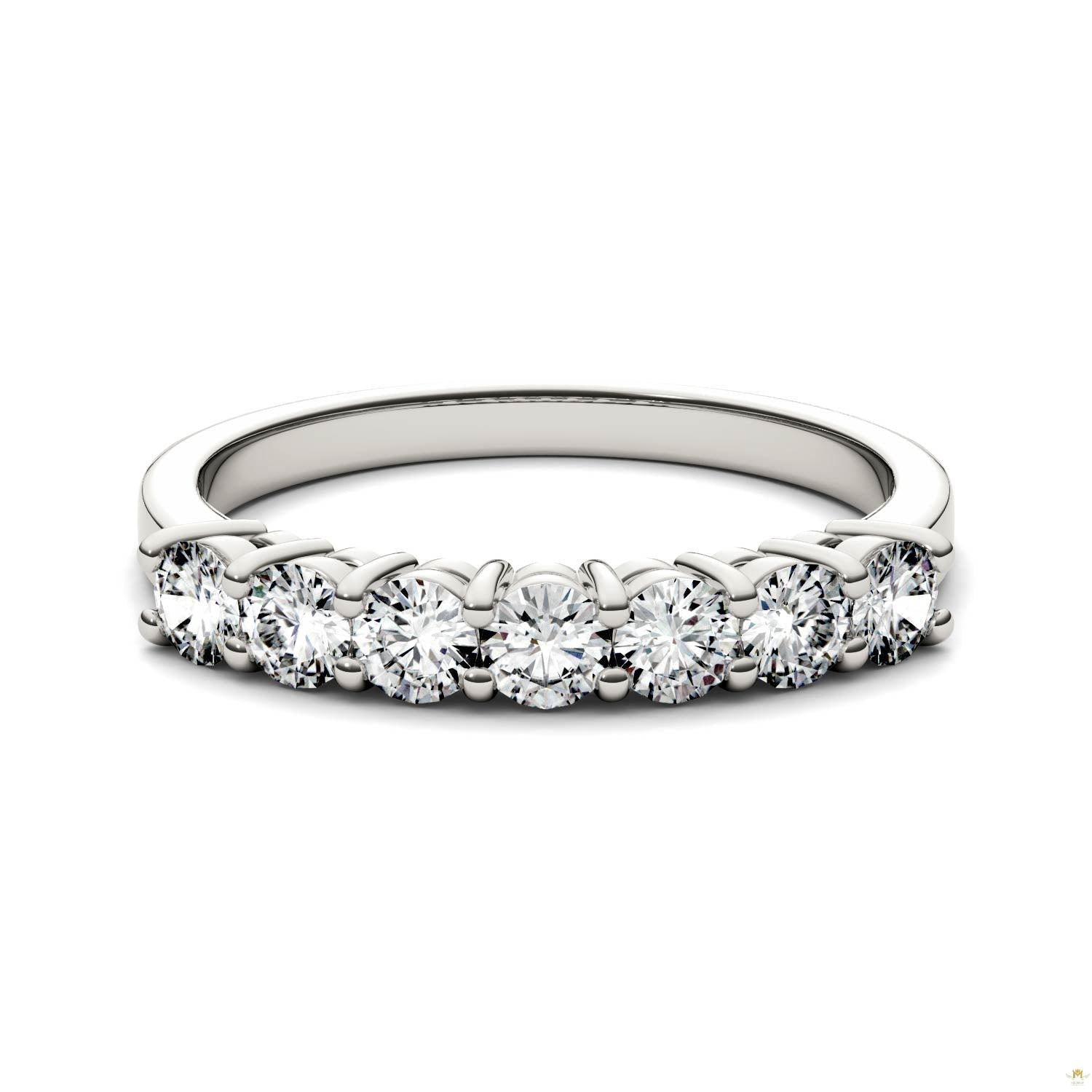 0.70 CTW   Round Moissanite Seven Stone Ring in 14K White Gold