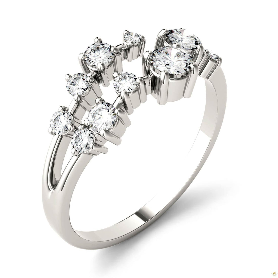 0.50 CTW   Round Moissanite Galaxy Ring in 14K White Gold