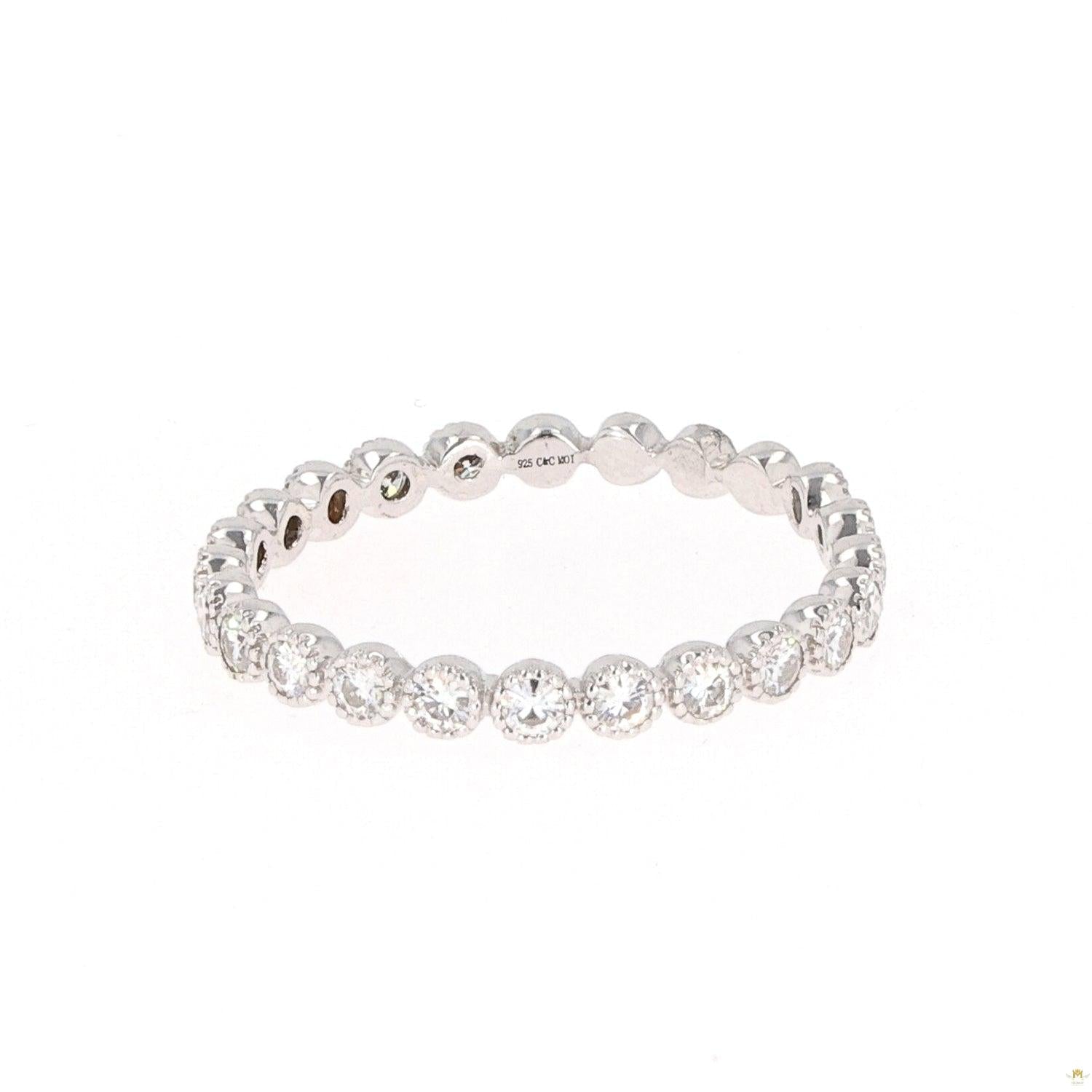 0.50 CTW   Round Bezel-Set Stackable Band in Sterling Silver